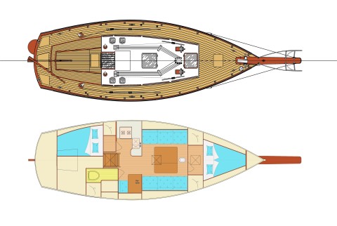 Enavigo Cutter — wooden cruising yacht under sail